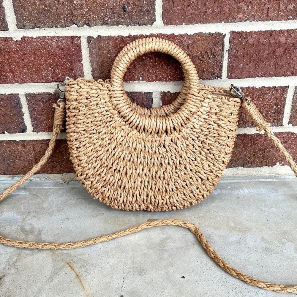 Woven tote purse with crossbody strap